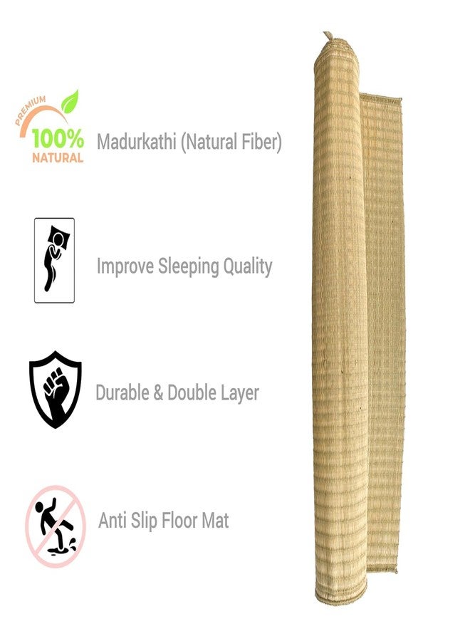 ORRIC Single Layered chatai madur kusha Grass mat korai pai Organic Yoga mat as Floor mat (36 X72 INCH) - Image 3