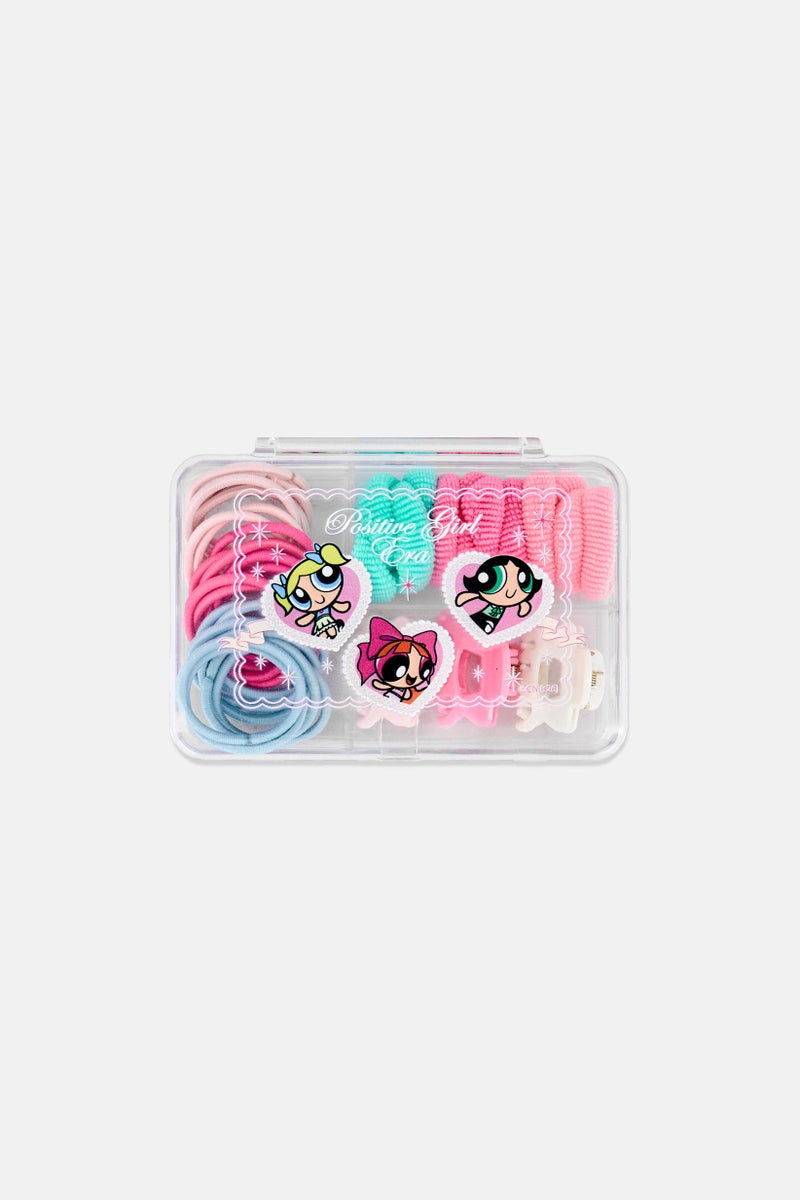 The Powerpuff Girls Kids Girl 46 Pcs Hair Elastic And Claw Clip Set, Multicolor - Image 1