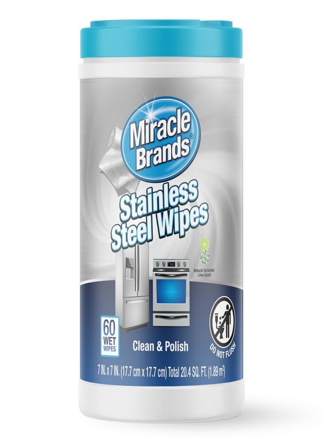 MiracleWipes for Stainless Steel, Great for Kitchen and Appliances, Including Oven, Refrigerator, Dishwasher, Microwave, Sink, Hood, Grill, Removes Fingerprints and Smudges - 60 Count - Image 1
