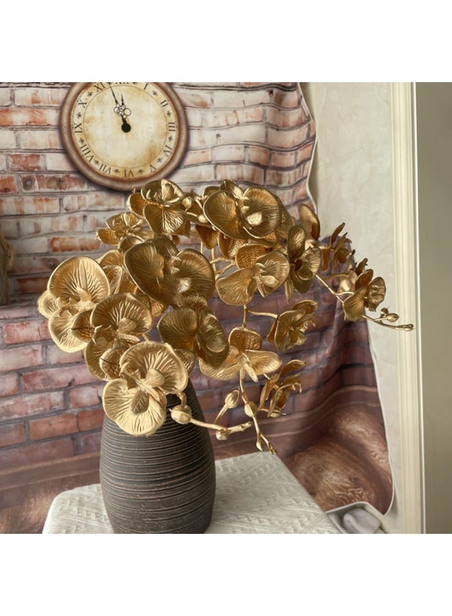 NAMA 6PCS Artificial Phalaenopsis Orchids Stems 30Inch Gold Plastic 9 Heads Orchids Flowers Branches Faux Phalaenopsis Flowers for Wedding Party Home Decorations - Image 2
