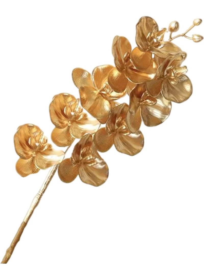 NAMA 6PCS Artificial Phalaenopsis Orchids Stems 30Inch Gold Plastic 9 Heads Orchids Flowers Branches Faux Phalaenopsis Flowers for Wedding Party Home Decorations - Image 3