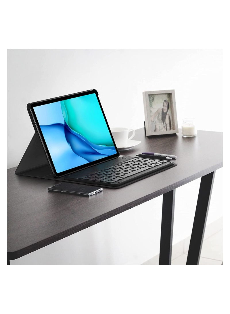 Galaxy Tab S8 Plus/ S7 Plus Keyboard Case, Wireless Detachable, PU Leather Stand Cover, Micro USB Rechargeable, Keyboard Case for Samsung Galaxy Tab S8+ - Image 2