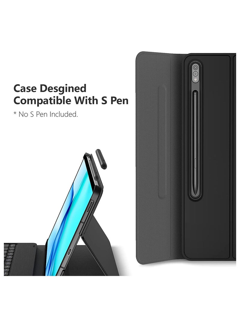 Galaxy Tab S8 Plus/ S7 Plus Keyboard Case, Wireless Detachable, PU Leather Stand Cover, Micro USB Rechargeable, Keyboard Case for Samsung Galaxy Tab S8+ - Image 4