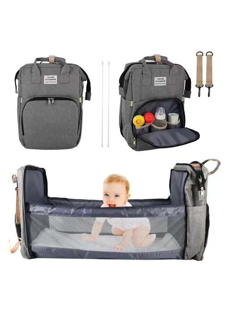 Generic Portable Baby Home, Portable Diaper Bag, 3 in 1 Diaper Bag with Foldable Cot Bed, Mummy Bag Nappy Changing Bags, Multifunctional Baby Backpack for Outdoor Travel Camping.  - Image 1