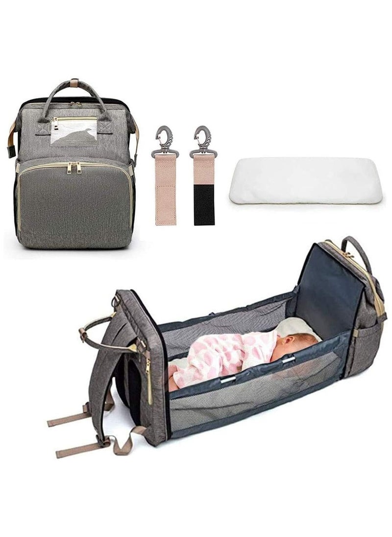 Generic Portable Baby Home, Portable Diaper Bag, 3 in 1 Diaper Bag with Foldable Cot Bed, Mummy Bag Nappy Changing Bags, Multifunctional Baby Backpack for Outdoor Travel Camping.  - Image 2