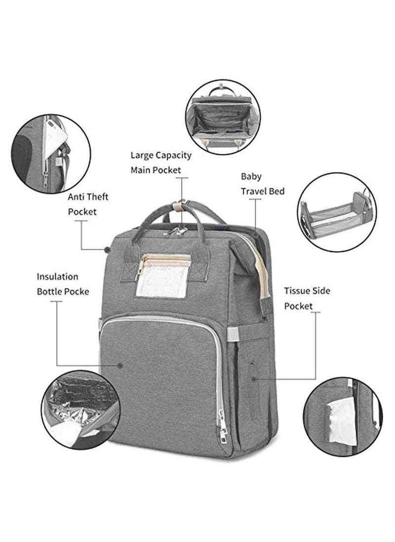 Generic Portable Baby Home, Portable Diaper Bag, 3 in 1 Diaper Bag with Foldable Cot Bed, Mummy Bag Nappy Changing Bags, Multifunctional Baby Backpack for Outdoor Travel Camping.  - Image 3
