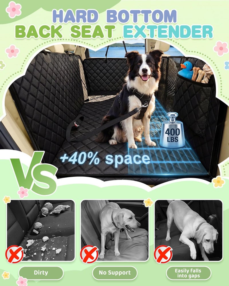 Victoper Back Seat Extender for Dogs, Dog Car Seat Cover with Detachable Hard Bottom Holds 440 LB, 600D Heavy Dog Seat Cover with 2 Seatbelts, 100% Waterproof Backseat Extender for Sedan SUV Truck - Image 2