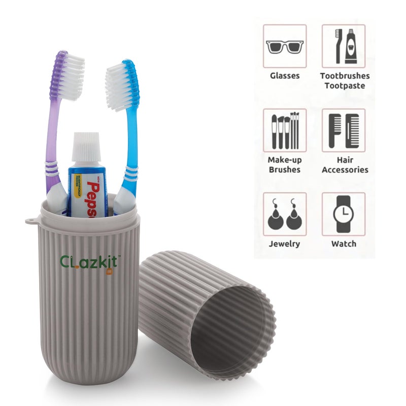 Clazkit علبة تخزين محمولة من كلزكيت لفرشاة الأسنان/معجون الأسنان/النظارات/فرش المكياج للسفر والحمام والمشي والتخييم (قد يختلف اللون) - عبوة من 1 - Image 4