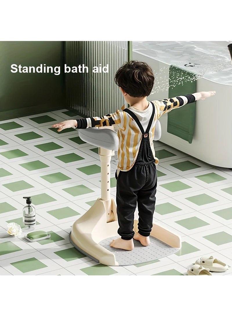 هاي هونور حوض استحمام قائم قابل للتعديل وقابل للطي للأطفال - مساعد استحمام مانع للانزلاق مع حاجز أمان، بلاستيك متين - مثالي للاستخدام المنزلي، مساعد استحمام للأطفال | تصميم حاجز أمان | ارتفاع مرن، رمادي - Image 2