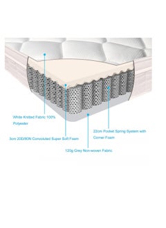 AMSA Classic mattress available in multiple sizes with a height of 25 cm - separate pocket springs for ideal support and exceptional comfort, elegant design to ensure a peaceful and deep sleep  - Image 2