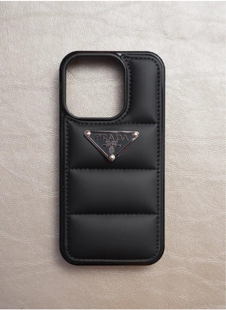 Prada Laser Cover Case Protective For iphone 16 Pro Max - Black
