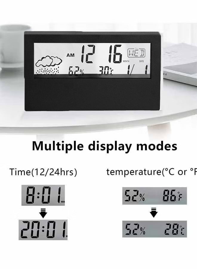 أوشن ساعة الإنذار الرقمية وشاشة الزجاج الشفاف والأنيقة مع العديد من تصميمات الأوضاع الوظيفية وشاشة عرض خريطة الطقس ومناسبة لإعطاؤها للأصدقاء - Image 2