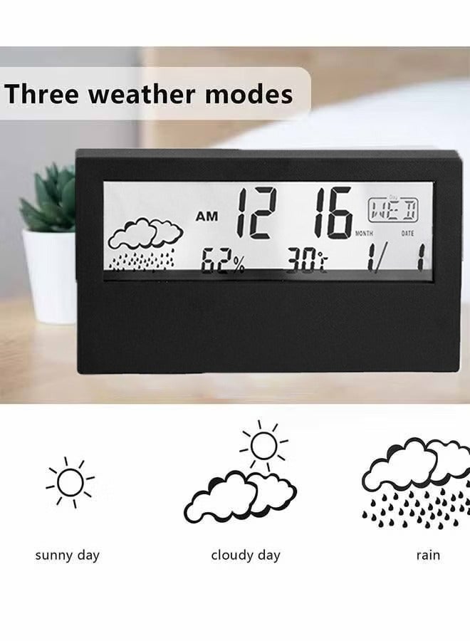 أوشن ساعة الإنذار الرقمية وشاشة الزجاج الشفاف والأنيقة مع العديد من تصميمات الأوضاع الوظيفية وشاشة عرض خريطة الطقس ومناسبة لإعطاؤها للأصدقاء - Image 3