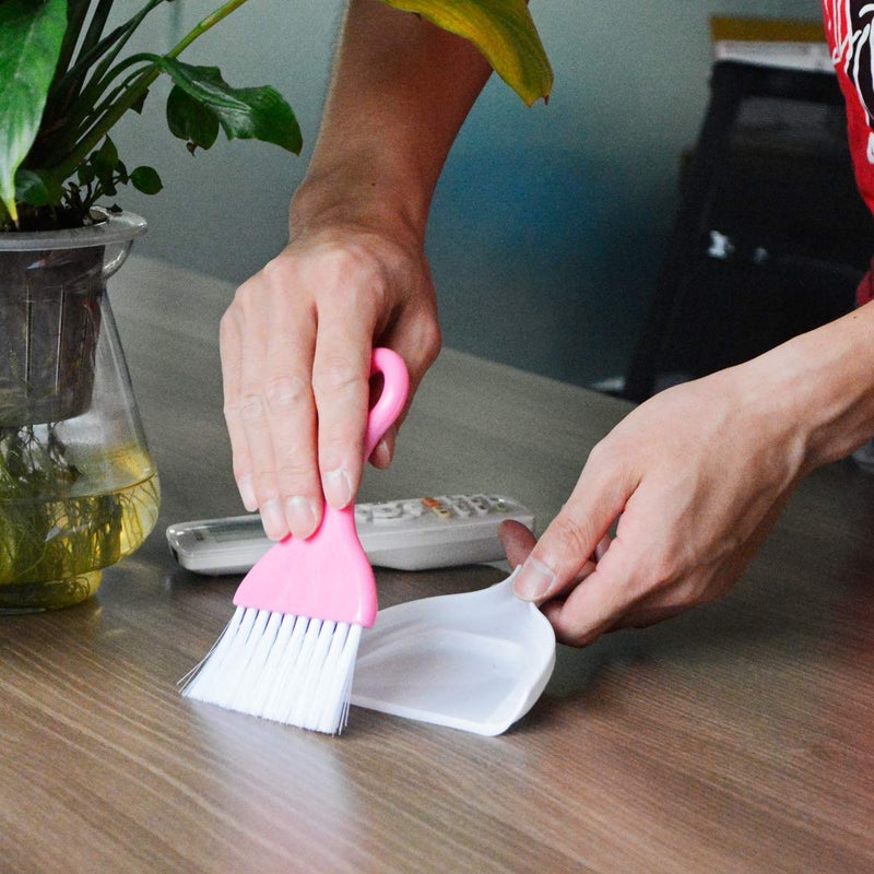 Saim Mini Dustpan and Brush Set, Kids Hand Broom and Dust Pan for Cleaning Table Countertop Keyboard Pets Hair and Small Messes Colour Random, Set of 4 - Image 5