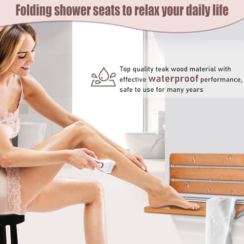 Sammery 18" Wall Mounted Shower Seat, Shower Bench Wall Mount for Inside Shower, Fold Down Shower Seat, Shower Seats for Adults - Image 4