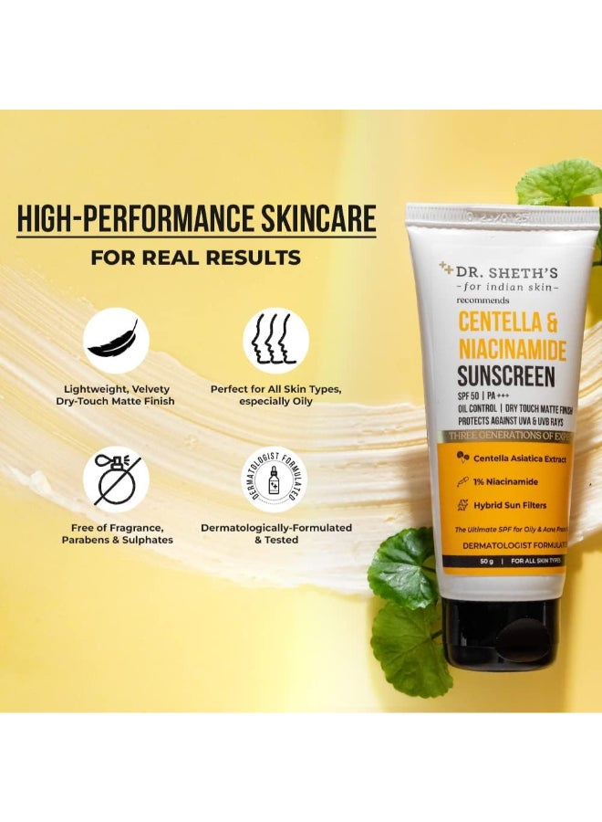 Dr. Sheth's Dr Sheth's Centella & Niacinamide Sunscreen SPF 50 PA+++ | For Oily & Acne-Prone Skin | Sweat Proof Sunscreen | Water-Resistant Sunscreen | Dry Touch Matte Finish | Controls Excess Oil| - Image 5