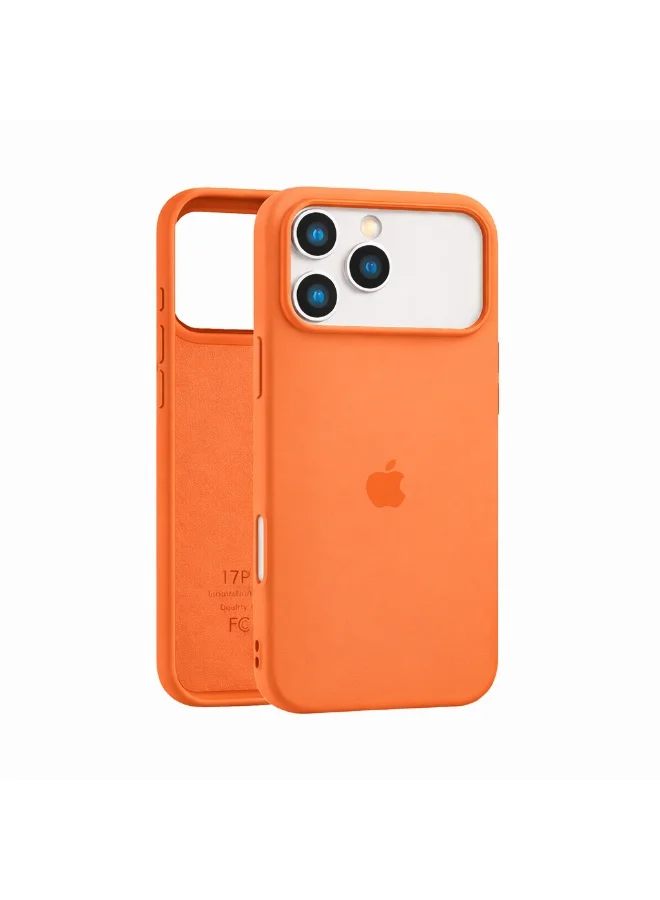 Mobcos Mobcos iPhone 17 Pro Orange Logo Premium Silicone Magnetic Wireless Charging Case for iPhone | Silky Soft Touch | Military-Grade Shockproof Protection | Strong Magnetic Compatibility | Luxury Slim Cover