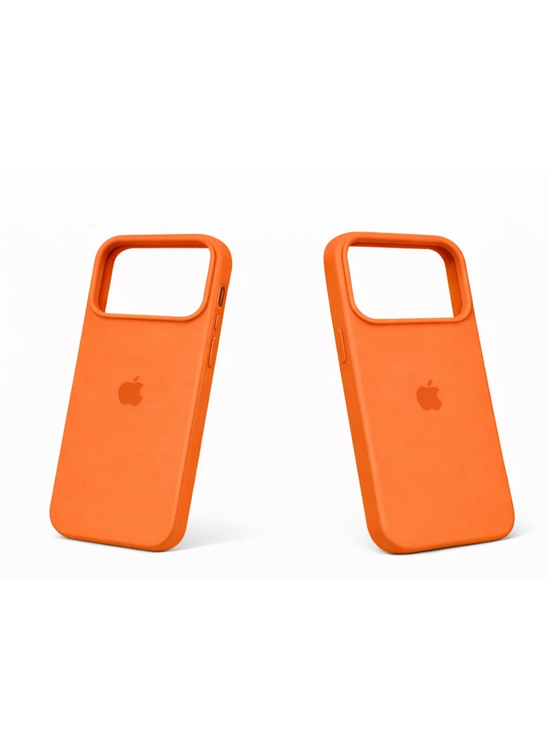 Mobcos Mobcos iPhone 17 Pro Orange Logo Premium Silicone Magnetic Wireless Charging Case for iPhone | Silky Soft Touch | Military-Grade Shockproof Protection | Strong Magnetic Compatibility | Luxury Slim Cover