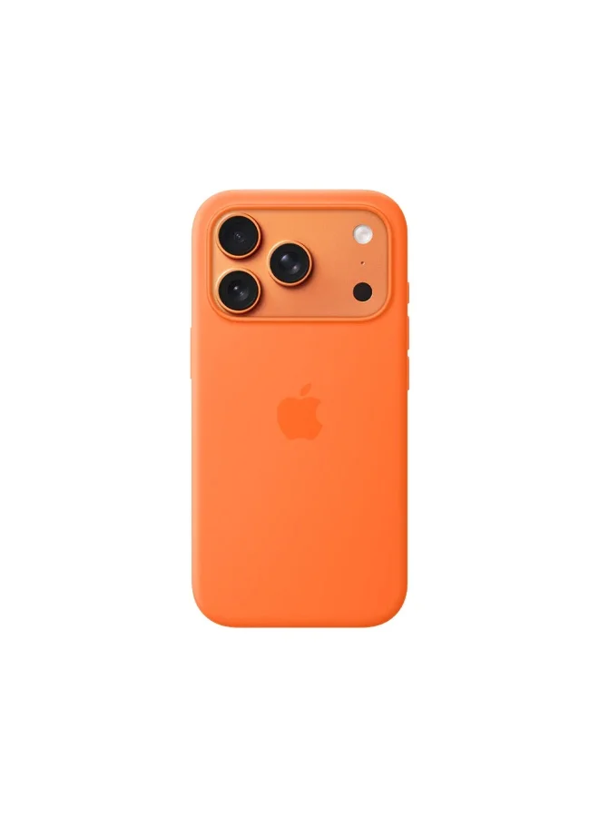 موبكوس جراب Mobcos iPhone 17 Pro برتقالي اللون بشعار Elite، مصنوع من السيليكون الفاخر، مزود بخاصية الشحن اللاسلكي المغناطيسي | ملمس ناعم كالحرير | حماية فائقة ضد الصدمات بمعايير عسكرية | توافق مغناطيسي قوي | غطاء أنيق ونحيف