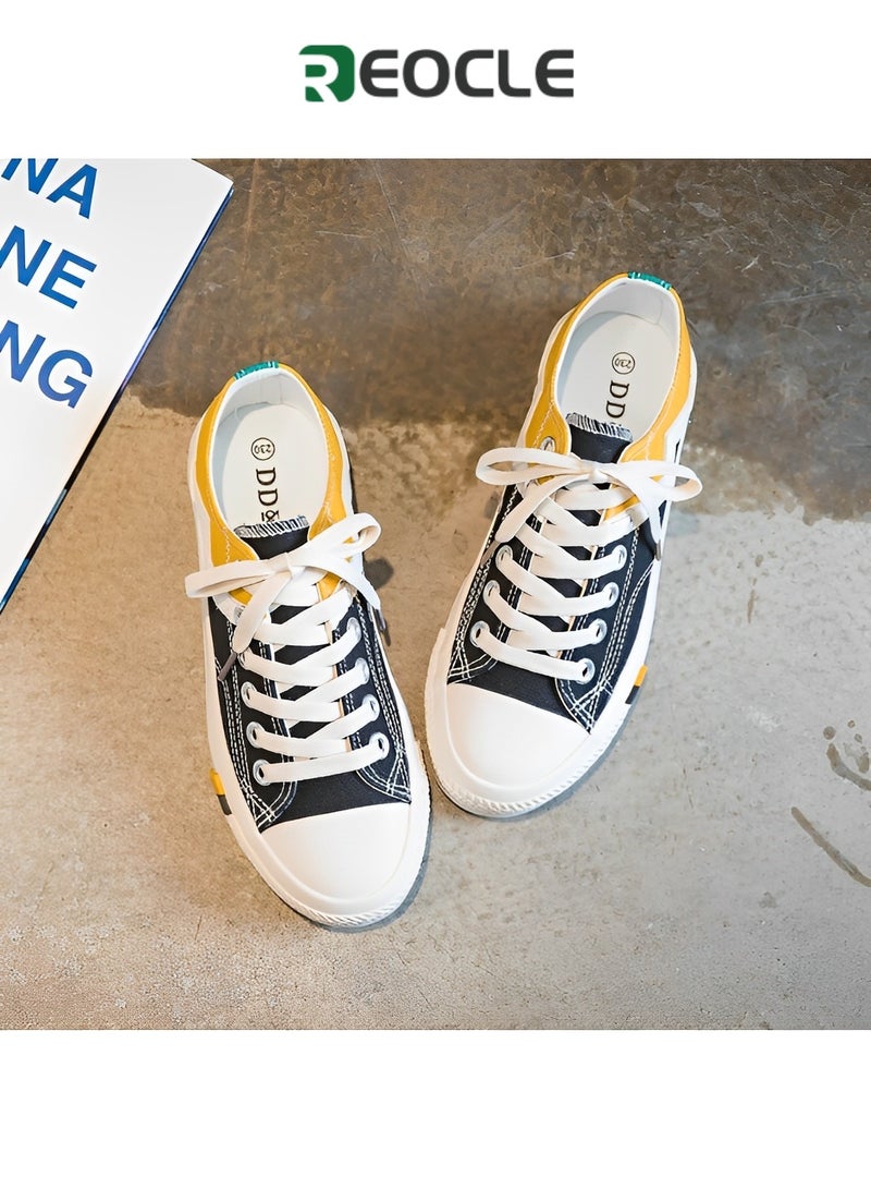 REOCLE Canvas Shoes Women's Spring Korean Style Student Casual All-match White Shoes Wear-resistant Classic - Image 3