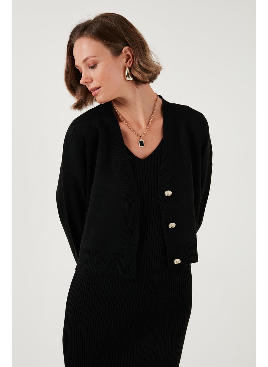 Lela V Neck Buttoned Knitwear Crop Cardigan Women's Cardigan 4616170  - Image 1