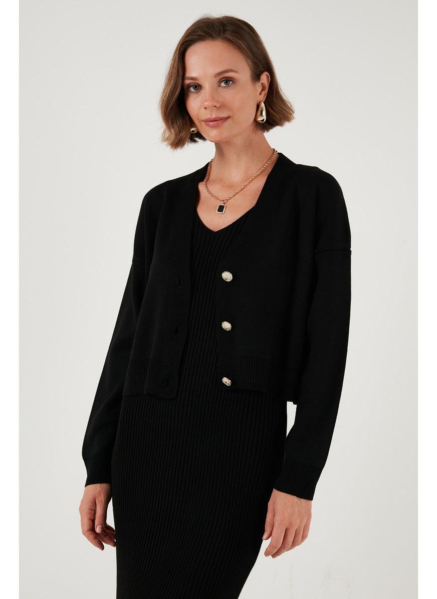Lela V Neck Buttoned Knitwear Crop Cardigan Women's Cardigan 4616170  - Image 2