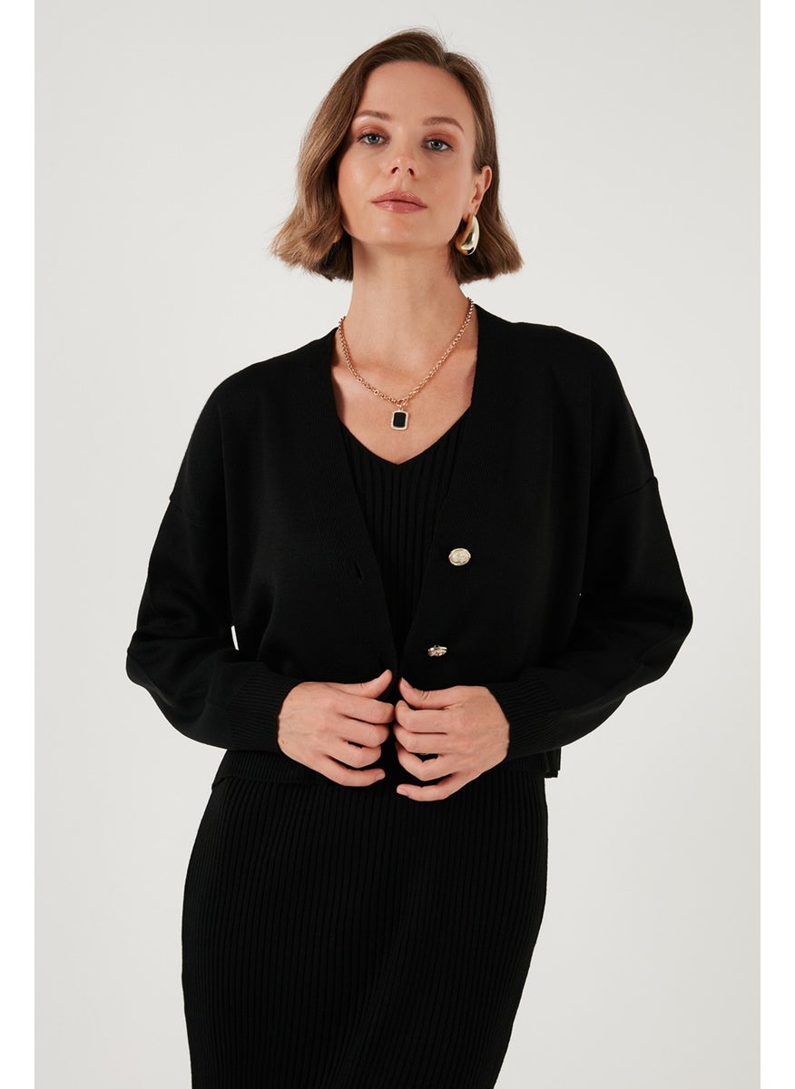 Lela V Neck Buttoned Knitwear Crop Cardigan Women's Cardigan 4616170  - Image 4