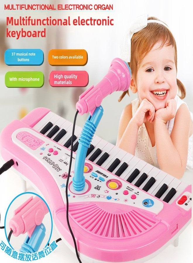 Cross-Border Export Kidsren's Educational Early Education 37-Key Kidsren's Digital Keyboard with Microphone Girl Music Piano Music Piano(Electronic organ-Red) - Image 2