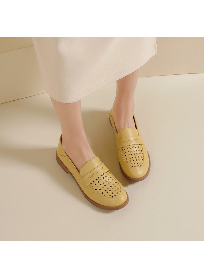 SAFIYA Saturday Mode Genuine Sheepskin Loafers For Women 2025 Spring/autumn Soft-soled Comfortable Mom Shoes Non-slip - Image 2
