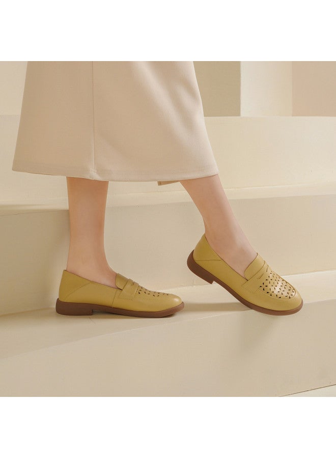 SAFIYA Saturday Mode Genuine Sheepskin Loafers For Women 2025 Spring/autumn Soft-soled Comfortable Mom Shoes Non-slip - Image 4