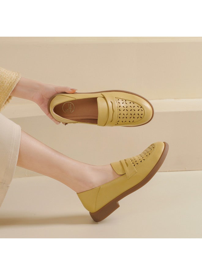 SAFIYA Saturday Mode Genuine Sheepskin Loafers For Women 2025 Spring/autumn Soft-soled Comfortable Mom Shoes Non-slip - Image 3