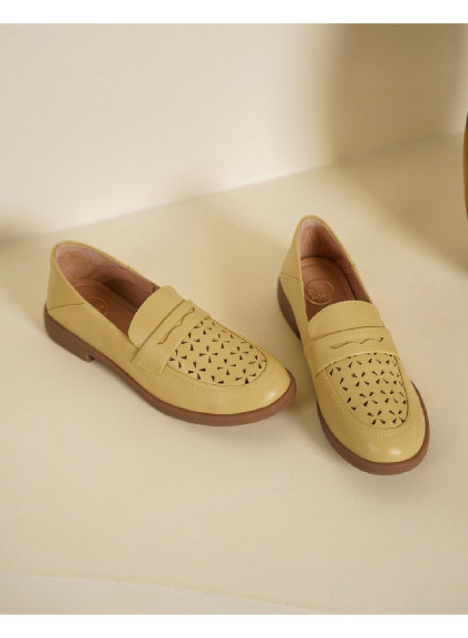 SAFIYA Saturday Mode Genuine Sheepskin Loafers For Women 2025 Spring/autumn Soft-soled Comfortable Mom Shoes Non-slip - Image 1