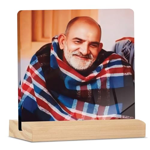 Giftplease Neem Karoli Baba ji Tabletop Photo Frame with Wooden Stand | Desk for Home & Office Decor Spiritual Inspirational Gift Elegant Display Pictures GMP_103 - Image 1