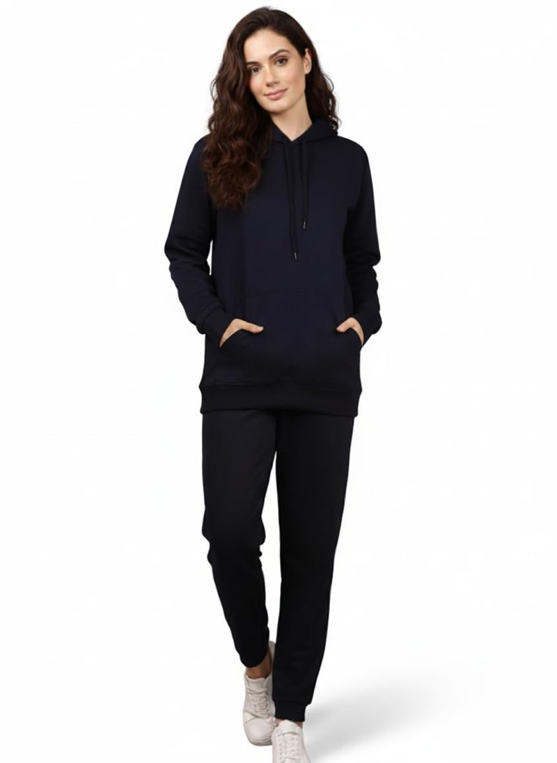 Mack Jonney Solid Track Suit for Women | Co-ord Set | Warm Fleece Tracksuit Set | Full Sleeve Hoodie-M5149 - Image 1
