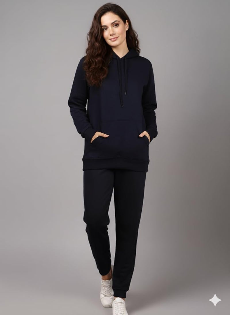 Mack Jonney Solid Track Suit for Women | Co-ord Set | Warm Fleece Tracksuit Set | Full Sleeve Hoodie-M5149 - Image 2