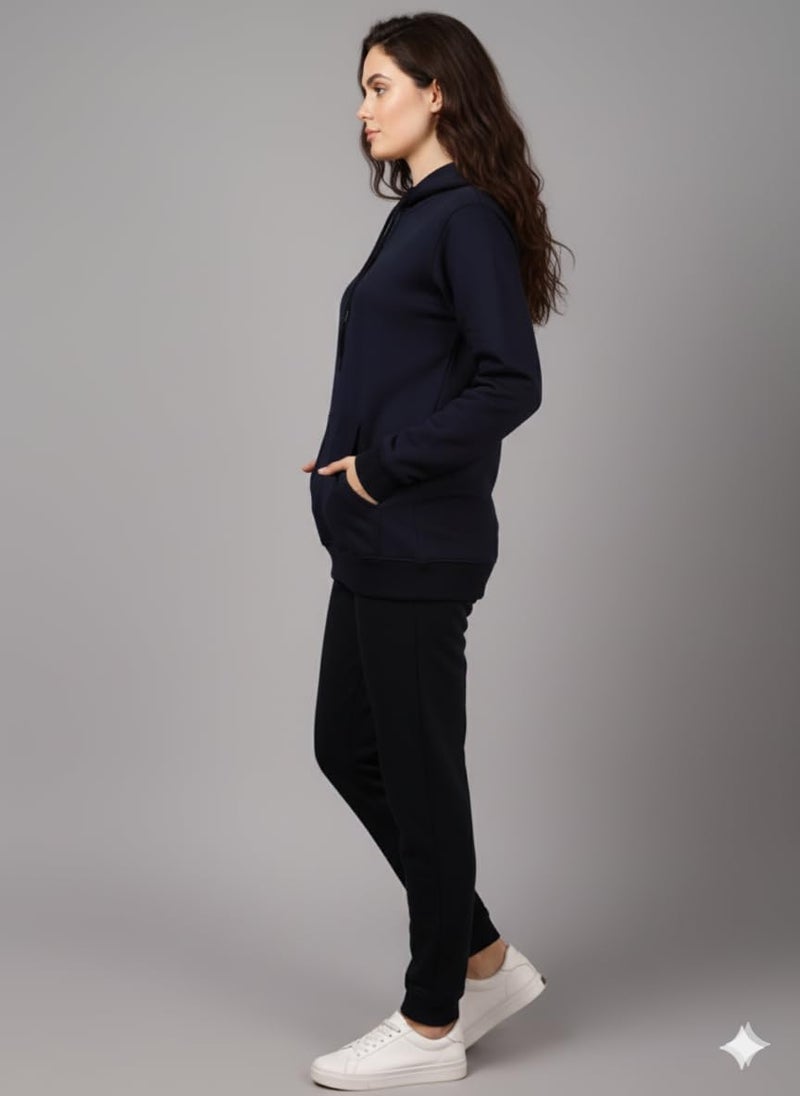 Mack Jonney Solid Track Suit for Women | Co-ord Set | Warm Fleece Tracksuit Set | Full Sleeve Hoodie-M5149 - Image 4
