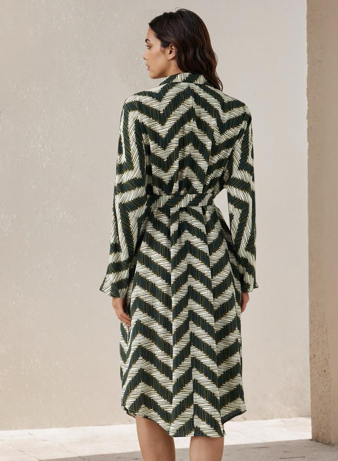 Splash FAV Printed Cotton Workwear Dress with High-Low Hemline - Image 3