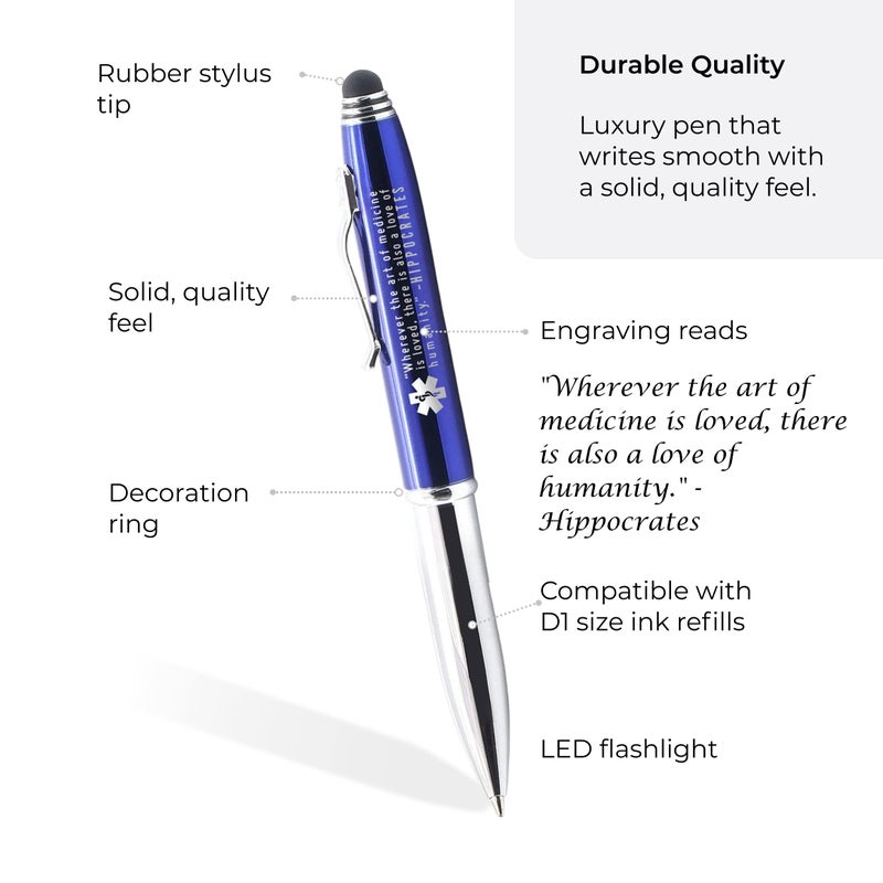 Inkstone Medical Gift Penlight for Doctors, Nurses, Medical Assistants, and Students with Hippocrates Quote - Pen with Flashlight and Stylus for Medical School Gift, Nurse Appreciation Gift, Nurses Week - Image 2