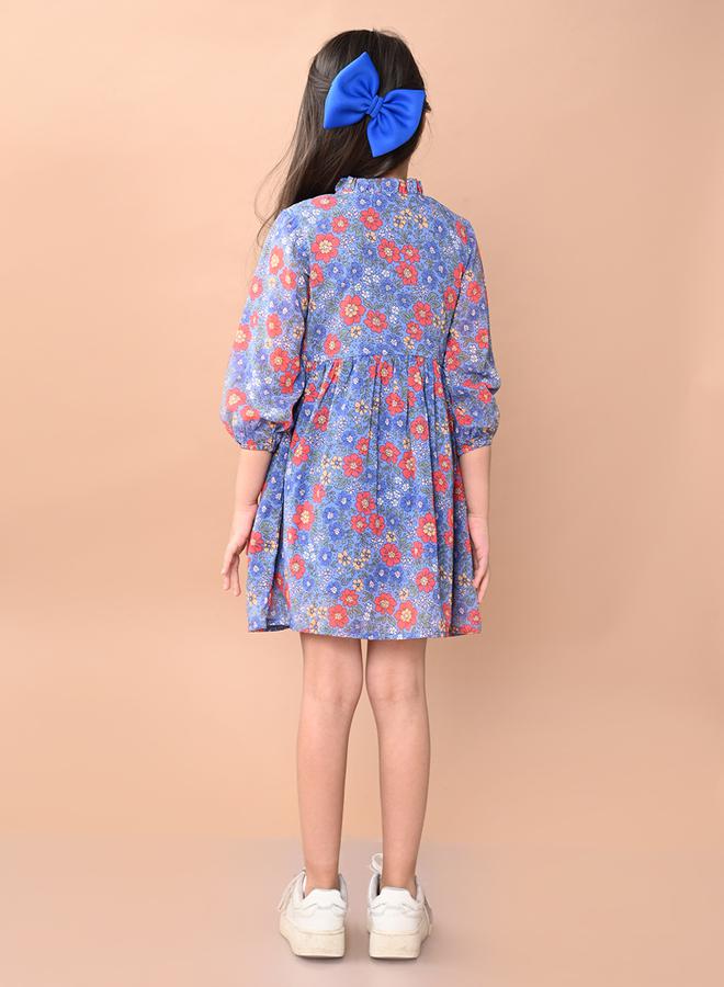 ليل بيكس فستان بطبعة زهور مع خصر ضيق وحافة واسعة - Image 3