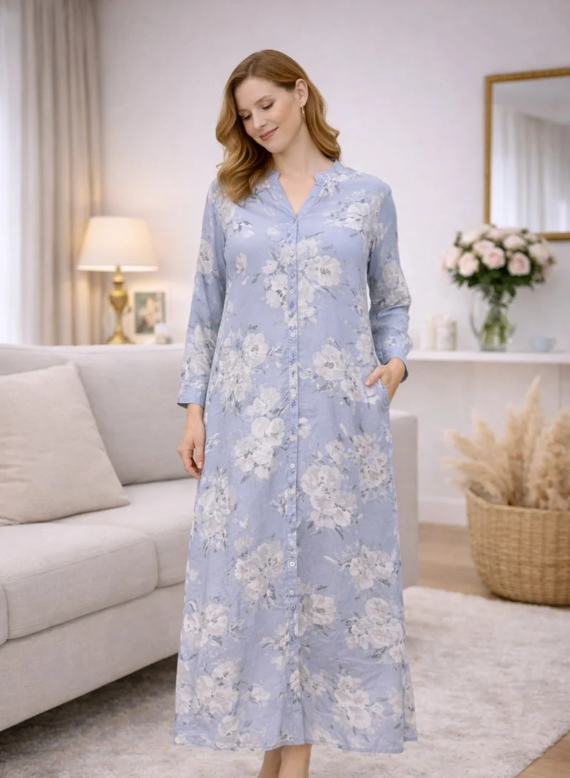 أرتيميا Women’s Floral Print Jalabiya | Premium Rayon | Button-Front Design | Full-Length Modest Wear