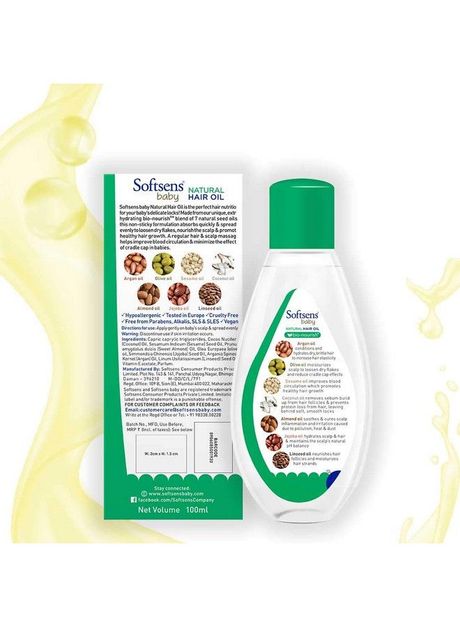 Softsens Baby Natural Hair Oil ; Enriched With Natural Oils Of Argan ; Free From Parabens Sulfates And Harmful Chemicals (Pack Of 5) - Image 3