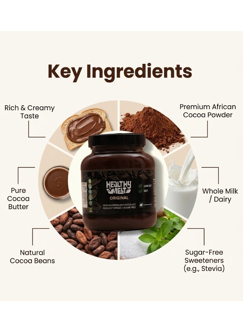 Healthy Melt Chocovera Healthy Melt Original Sugar Free African Cocoa Chocolate Spread 375g - Image 5