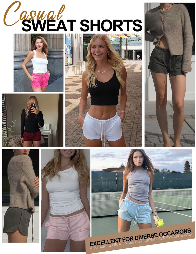 IECCP Sweat Shorts Women Lounge Sleep Y2K Low Rise Mini Shorts Running Workout Summer Shorts with Drawstring & Pockets Black M - Image 4