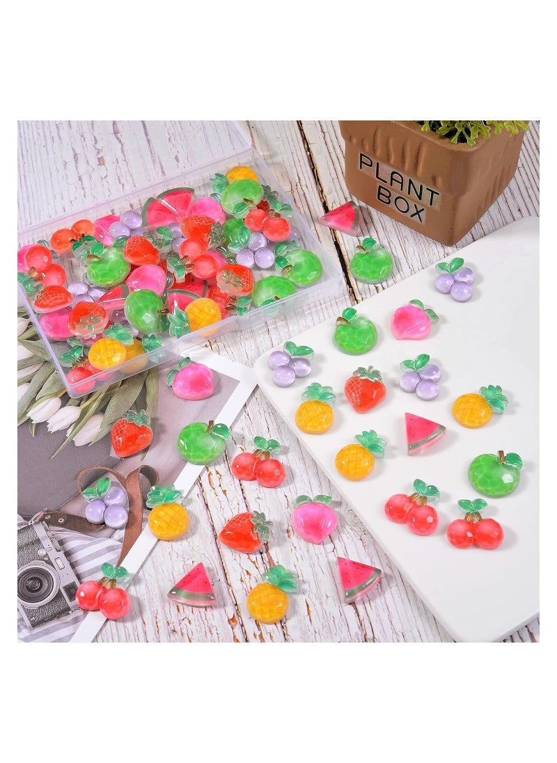 70 Pcs Planar Resin Flatback, Charms Fruit Resin Nail Art Resin Peach Apple Strawberry Flatback for Scrapbooking Embellishment DIY Craft Decors Hair Accessories  - Image 3
