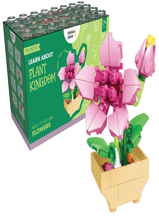 ThinkerPlace 8-in-1 Flowers Peach Blossom (90 Pieces) | Learn About Plant Kingdom | Building Block Set for Kids Age 6+ | STEM Educational Toy | Build, Collect & Create Flower Pen Stand - Image 1