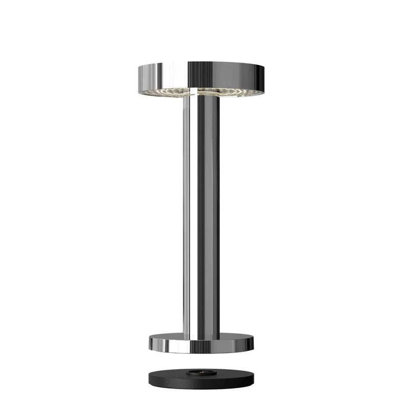 Sompex Boro Rechargeable Table Lamp Glossy Finish | 2 warm white light colours | Stepless touch dimmer | IP65 (water-resistant) | indoors and outdoors Uses | Aluminium Matrial | H 20 cm - Chrome - Image 3