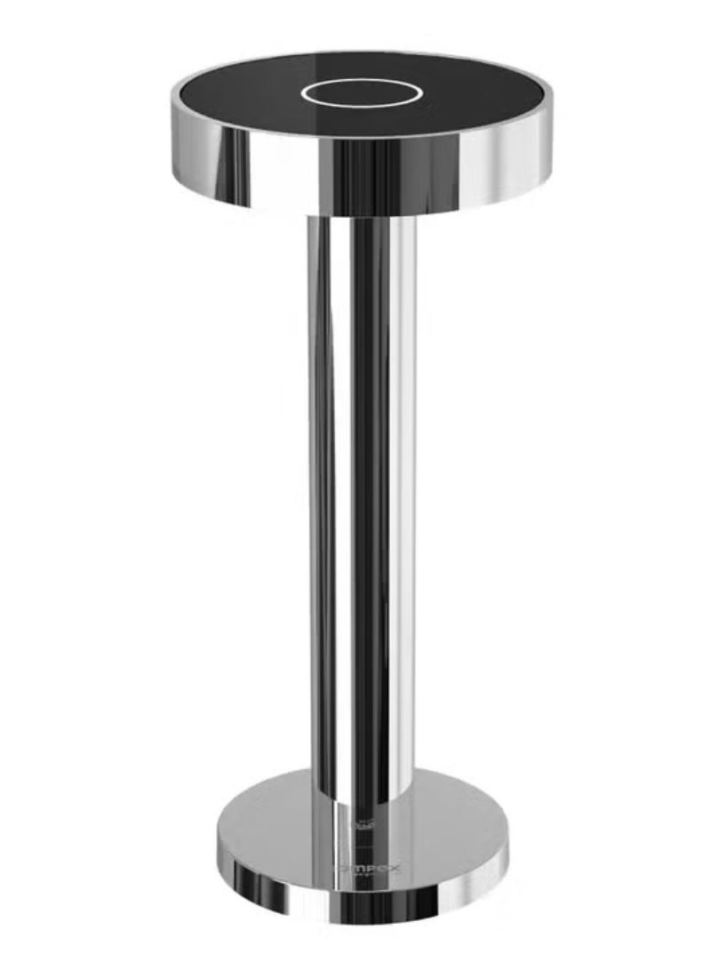 Sompex Boro Rechargeable Table Lamp Glossy Finish | 2 warm white light colours | Stepless touch dimmer | IP65 (water-resistant) | indoors and outdoors Uses | Aluminium Matrial | H 20 cm - Chrome - Image 4