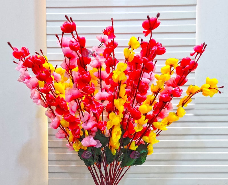 ARTSY® Artificial Flowers Bunch for Decoration Cherry Blossom, Ideal for vase, Home, Office Decor, Gifts, Craft, Artificial Plants for Decoration, Without vase, Assorted, Combo, 3 Piece, 55 cm Height - Image 2