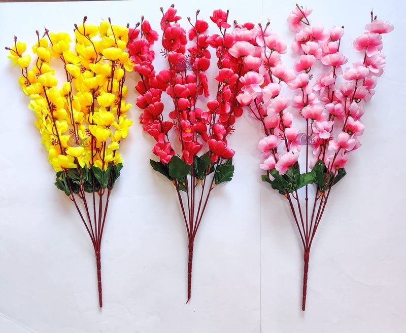 ARTSY® Artificial Flowers Bunch for Decoration Cherry Blossom, Ideal for vase, Home, Office Decor, Gifts, Craft, Artificial Plants for Decoration, Without vase, Assorted, Combo, 3 Piece, 55 cm Height - Image 3