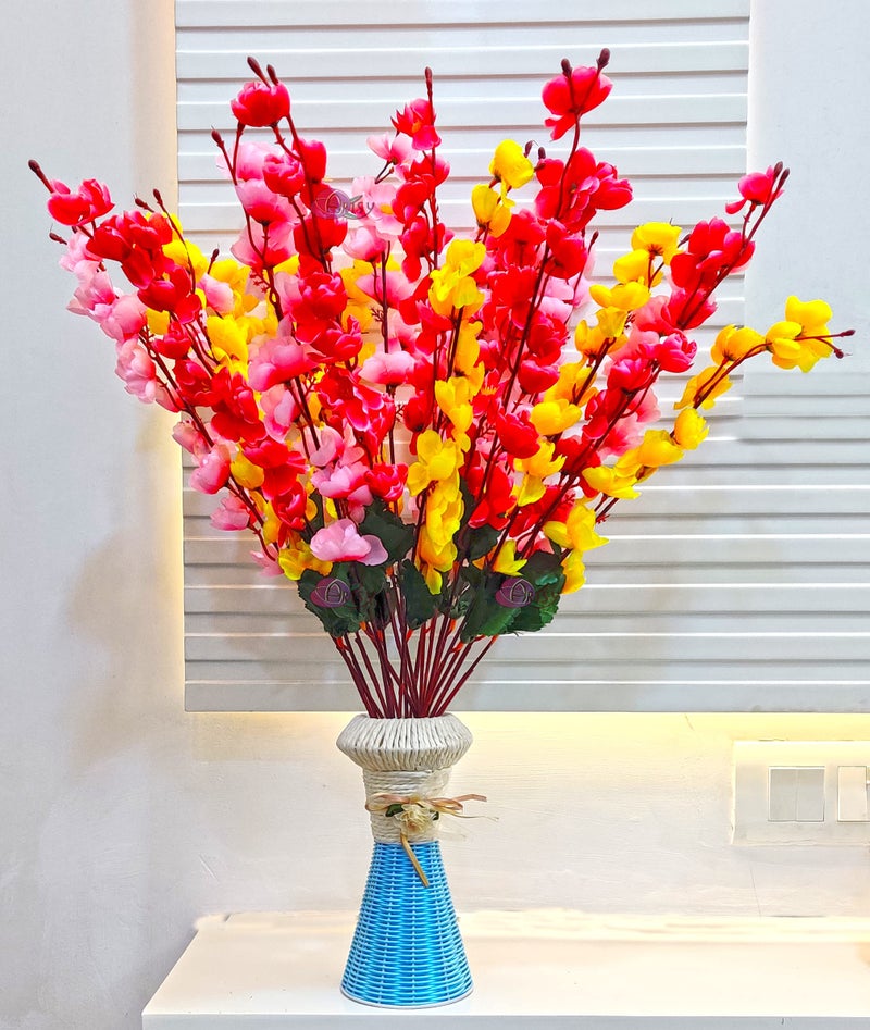 ARTSY® Artificial Flowers Bunch for Decoration Cherry Blossom, Ideal for vase, Home, Office Decor, Gifts, Craft, Artificial Plants for Decoration, Without vase, Assorted, Combo, 3 Piece, 55 cm Height - Image 1